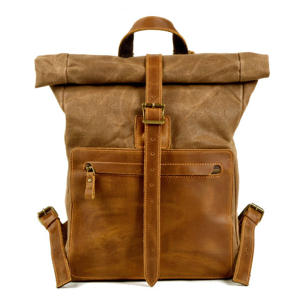 Nouveau sac à dos rétro simple en toile cirée pour hommes, cuir décontracté