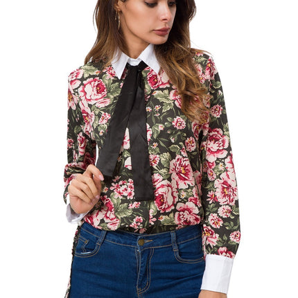 Women's Floral Printed Long Sleeve Blouse - Wnkrs