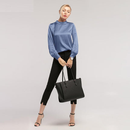 Women's Long Sleeved Stand Collar Blouse - Wnkrs