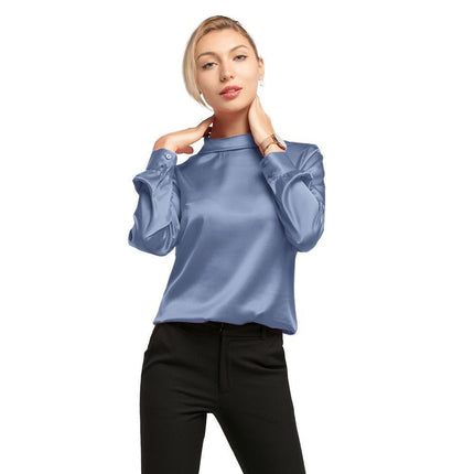 Women's Long Sleeved Stand Collar Blouse - Wnkrs