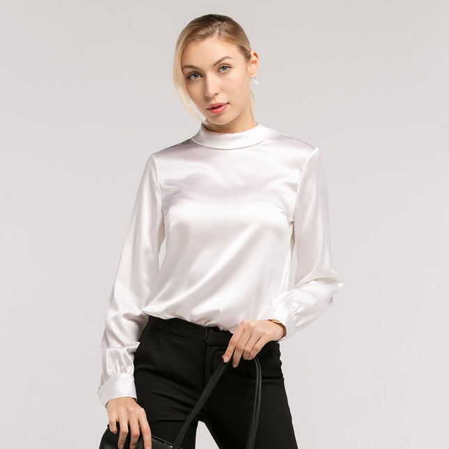 Women's Long Sleeved Stand Collar Blouse - Wnkrs