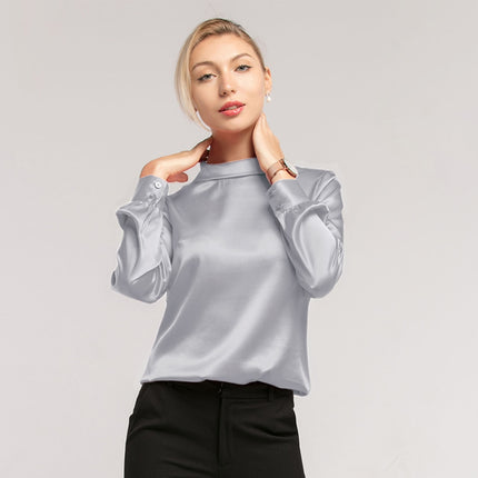 Women's Long Sleeved Stand Collar Blouse - Wnkrs
