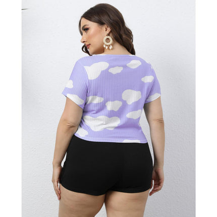 Crop T-Shirt with Clouds for Women - Wnkrs