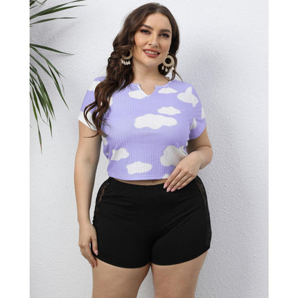 Crop T-Shirt with Clouds for Women - Wnkrs