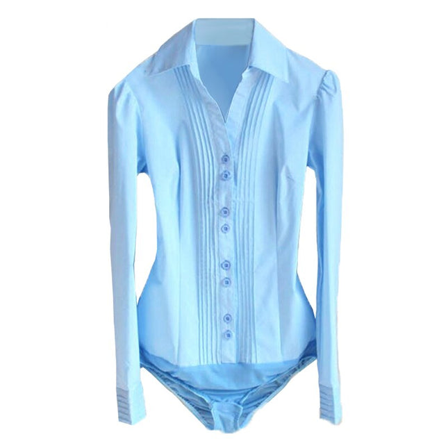 Women's Solid Color Turn-Down Collar Blouse - Wnkrs