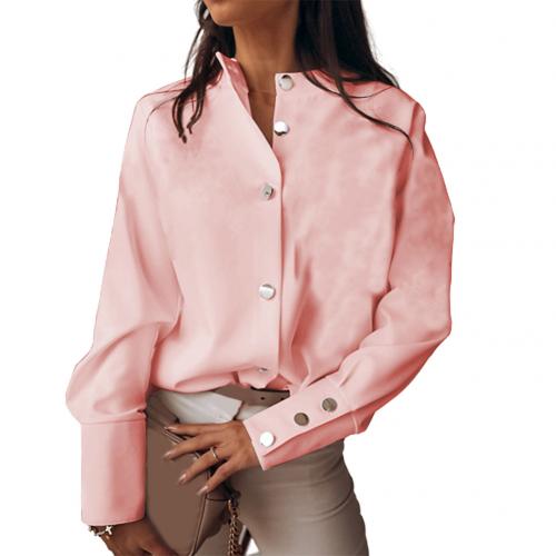 Women's Loose Stand Collar Long Sleeved Blouse - Wnkrs