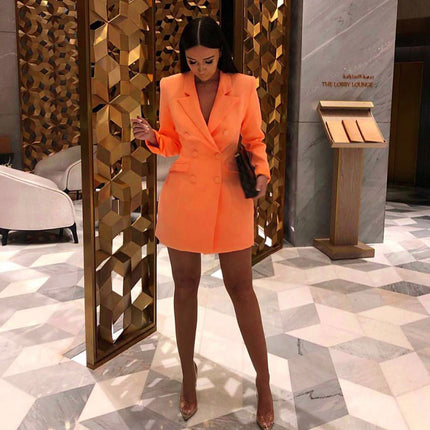 Slim Orange Long Blazer for Women - Wnkrs