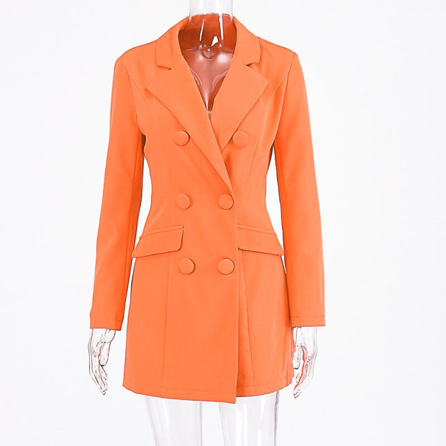 Slim Orange Long Blazer for Women - Wnkrs