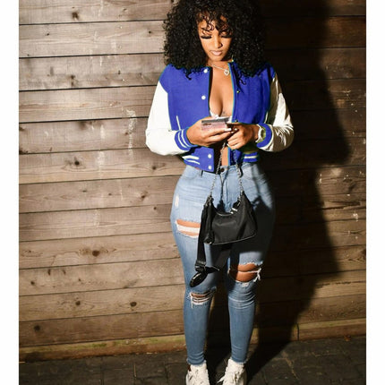 Women's Retro Style Crop Bomber Jacket - Wnkrs