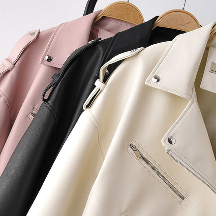 Women's Eco-Leather Oversized Biker Jacket - Wnkrs