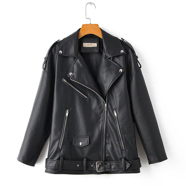 Women's Eco-Leather Oversized Biker Jacket - Wnkrs