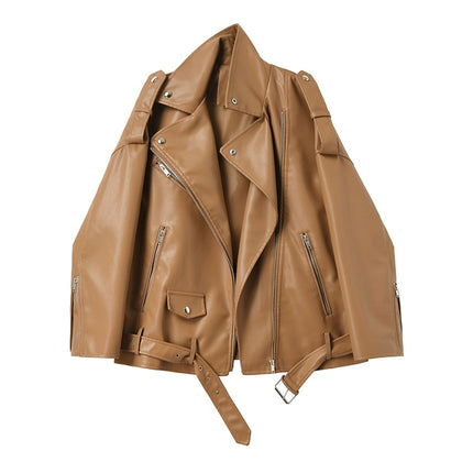Women's Eco-Leather Oversized Biker Jacket - Wnkrs
