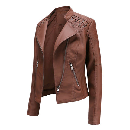 Women's Eco-Leather Lace-Up Detail Biker Jacket - Wnkrs