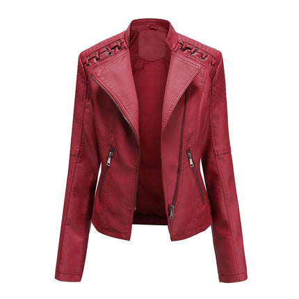 Women's Eco-Leather Lace-Up Detail Biker Jacket - Wnkrs