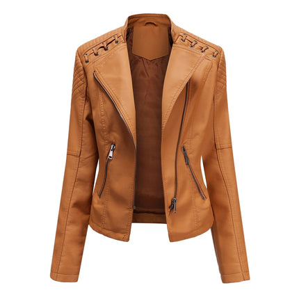 Women's Eco-Leather Lace-Up Detail Biker Jacket - Wnkrs
