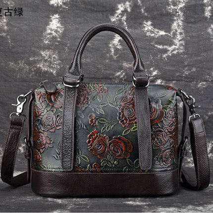 Vintage Genuine Leather Floral Handbang - Wnkrs