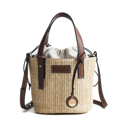 Compact Fashion Straw Bucket Bag - Wnkrs