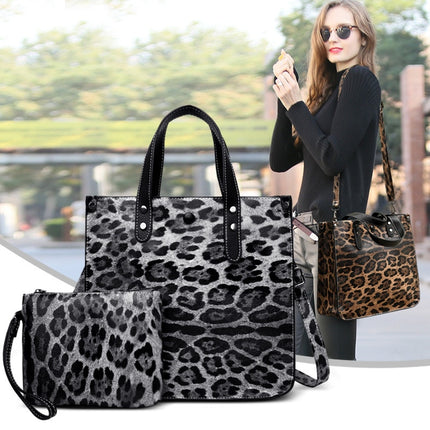 Leopard Printed PU Leather Bag Set - Wnkrs