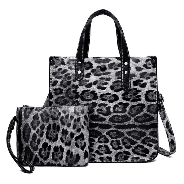 Leopard Printed PU Leather Bag Set - Wnkrs