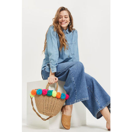 Women's Gypsy Style Straw Summer Handbag - Wnkrs