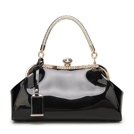 Fashion Patent Leather Bag with Diamonds - Wnkrs