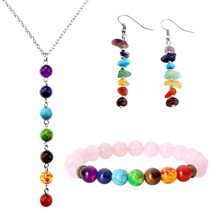 7 Chakra Bracelet, Necklace and Earrings Set - wnkrs