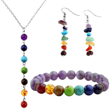 7 Chakra Bracelet, Necklace and Earrings Set - wnkrs