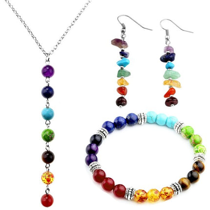 7 Chakra Bracelet, Necklace and Earrings Set - wnkrs