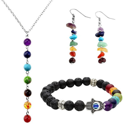 7 Chakra Bracelet, Necklace and Earrings Set - wnkrs