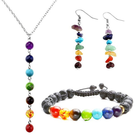 7 Chakra Bracelet, Necklace and Earrings Set - wnkrs