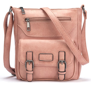 Women's Multi Pocket Leather Messenger Bag - Wnkrs