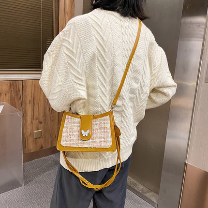Retro Woolen Butterfly Sequined Crossbody Bag for Women - Wnkrs