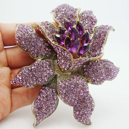 Women's Purple Crystal Orchid Brooch - wnkrs