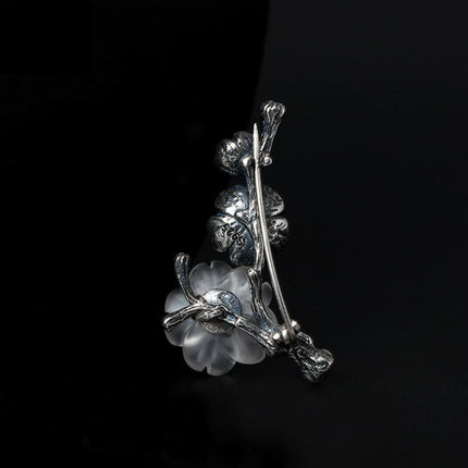Elegant Vintage Crystal Floral Silver Brooch - Wnkrs