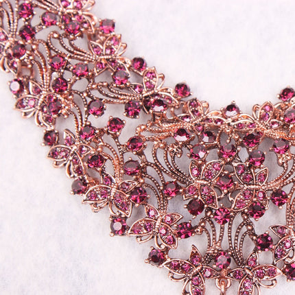 Women's Vintage Rhinestones Statement Necklace with Earrings Set - Wnkrs