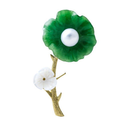 Luxury Tender Flower Green Jade Brooch - Wnkrs