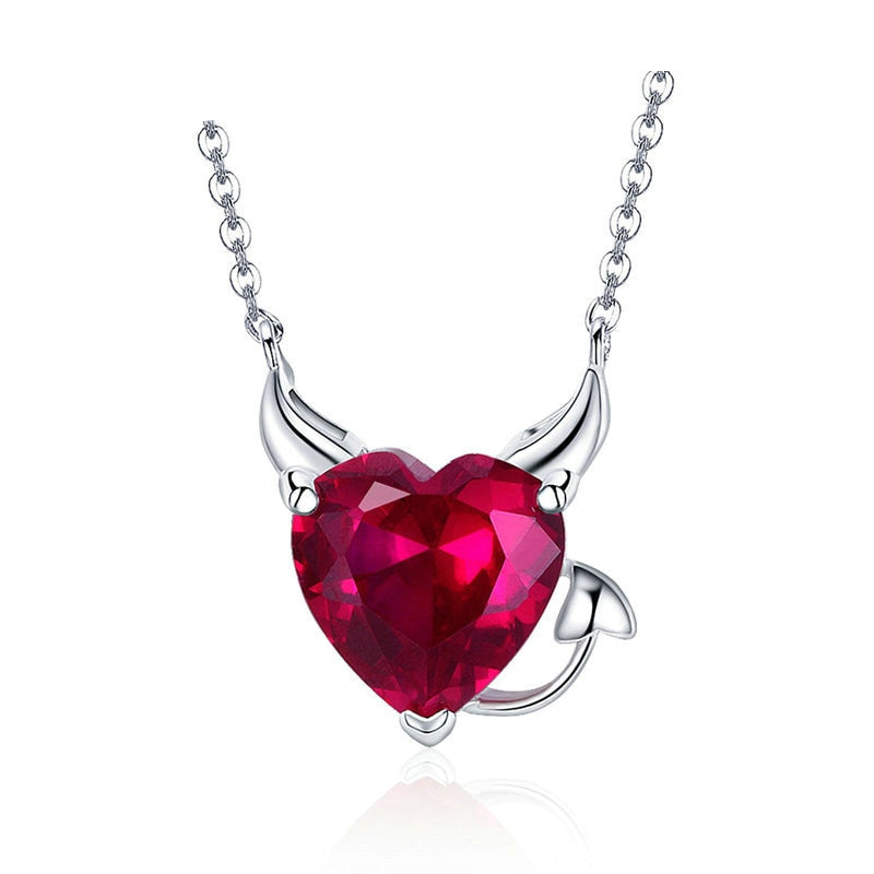 Crystal Devil's Heart Pendant Necklace