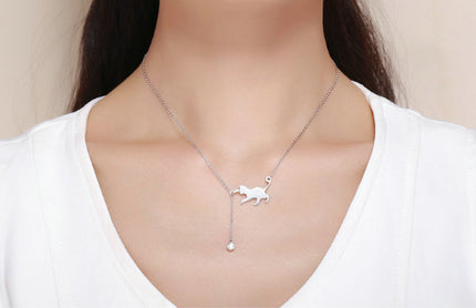 925 Sterling Silver Chain Cat Pendant Necklace - wnkrs
