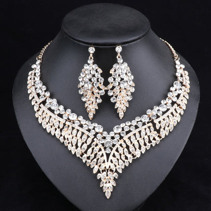 Luxurious Crystal Leaf Shaped Jewelry Set for Women - Wnkrs