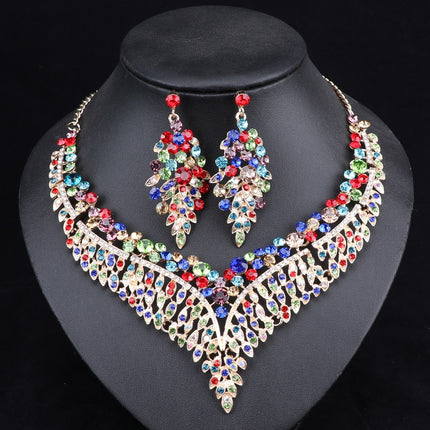 Luxurious Crystal Leaf Shaped Jewelry Set for Women - Wnkrs