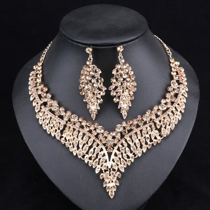 Luxurious Crystal Leaf Shaped Jewelry Set for Women - Wnkrs