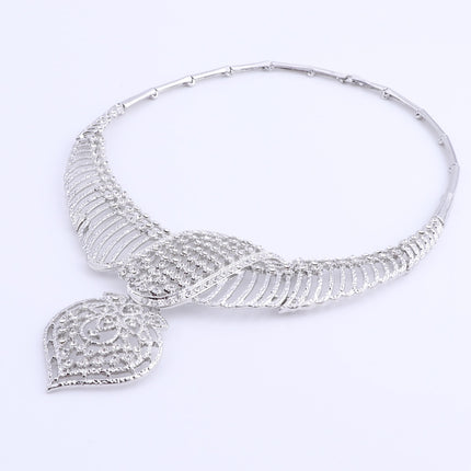 Women's Silver Plated Crystal Ornamented Jewelry Set - wnkrs