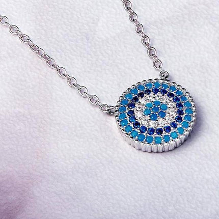 Silver Crystal Lucky Blue Eye Necklace - wnkrs