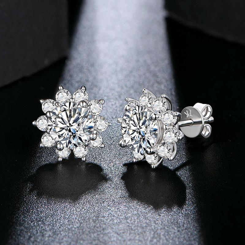 Women's Snowflake Moissanite Stud Earrings