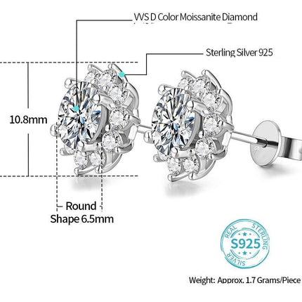 Women's Snowflake Moissanite Stud Earrings - Wnkrs