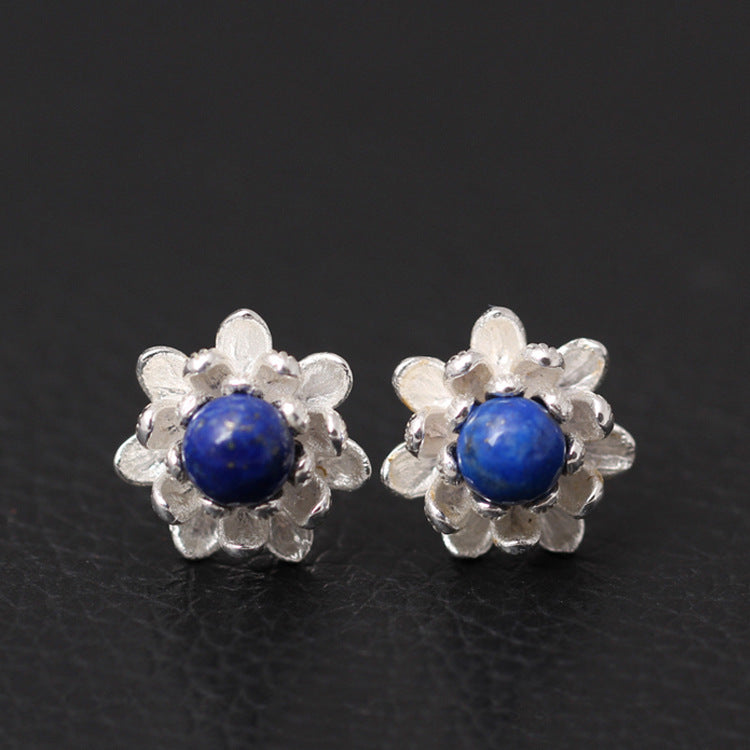 Elegant Vintage Flower Shaped Silver Stud Earrings