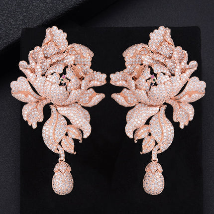 Luxury Peony Flower Wedding Earrings - Wnkrs