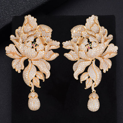 Luxury Peony Flower Wedding Earrings - Wnkrs