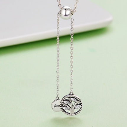 Family Tree Long Silver Necklace - wnkrs