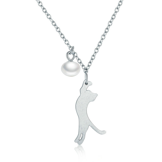Charming Cat Shaped Silver Women's Pendant Necklace - wnkrs